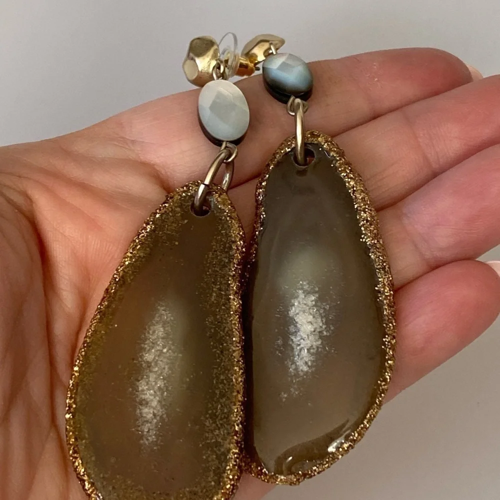 Earrings Drops Drops Acrylic Stone Design Vintage 3.5”